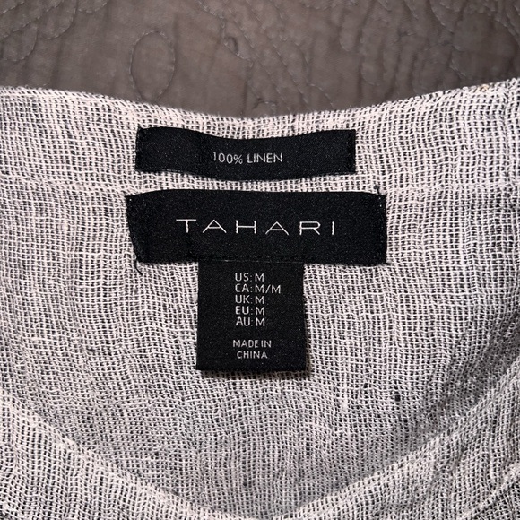 Women’s Tahari size M 100% Linen Boxy Lagenlook Top in Gray - Picture 3 of 5